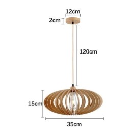 Deckenleuchte aus Lindenholz, 17 cm, ovaler Lampenschirm aus Holz