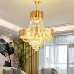Gold Kristall Pendelleuchte Elegante Dekorative Deckenleuchte
