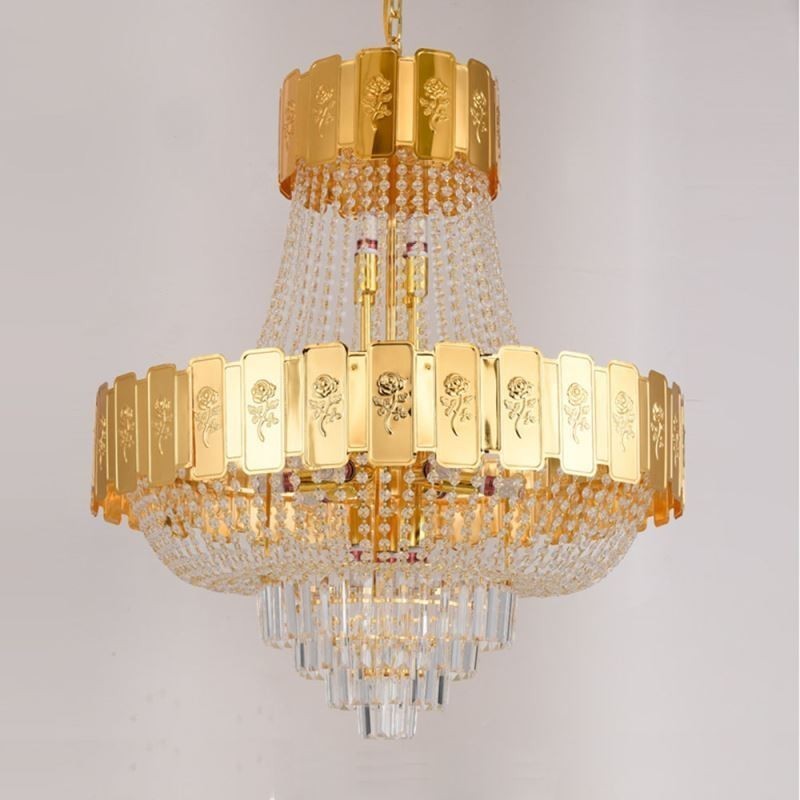 Gold Kristall Pendelleuchte Elegante Dekorative Deckenleuchte
