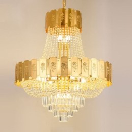 Gold Kristall Pendelleuchte Elegante Dekorative Deckenleuchte