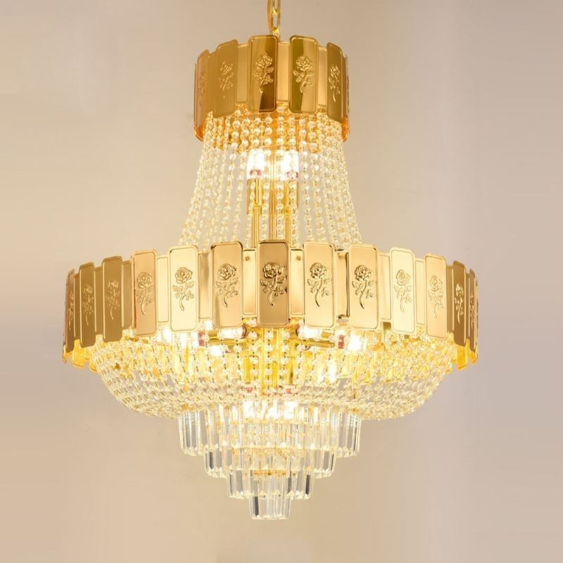 Gold Kristall Pendelleuchte Elegante Dekorative Deckenleuchte