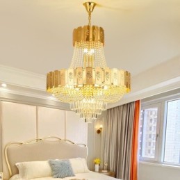 Gold Kristall Pendelleuchte Elegante Dekorative Deckenleuchte