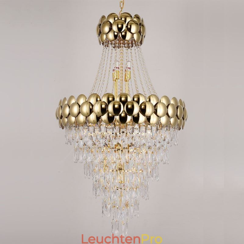 Kristall Pendelleuchte Galvanisiertes Gold Duplex Luxus Dekorative Deckenleuchte 80cm