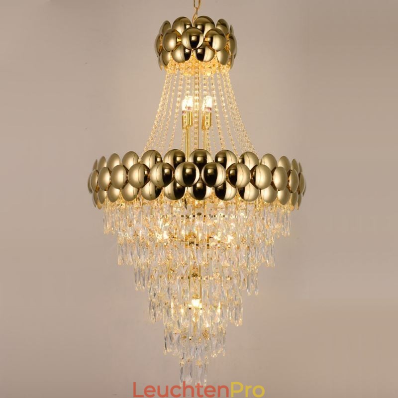 Kristall Pendelleuchte Galvanisiertes Gold Duplex Luxus Dekorative Deckenleuchte 80cm
