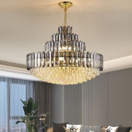Kristall Pendelleuchte Vier Schichten Luxus Dekorative Deckenleuchte 80cm