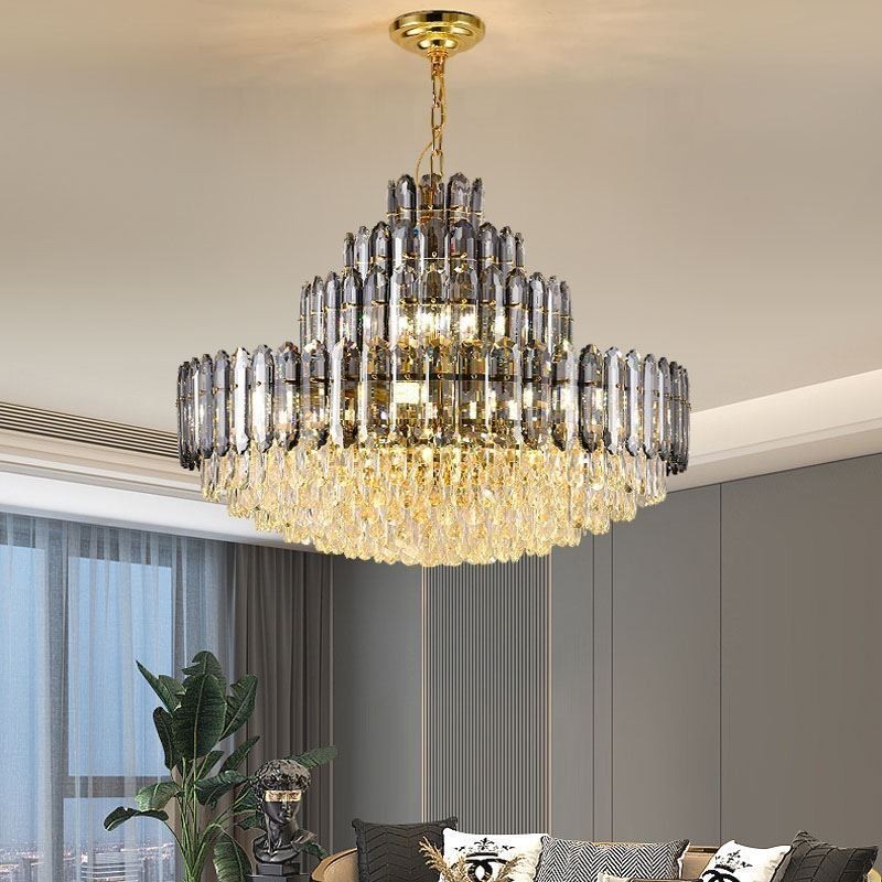 Kristall Pendelleuchte Vier Schichten Luxus Dekorative Deckenleuchte 80cm