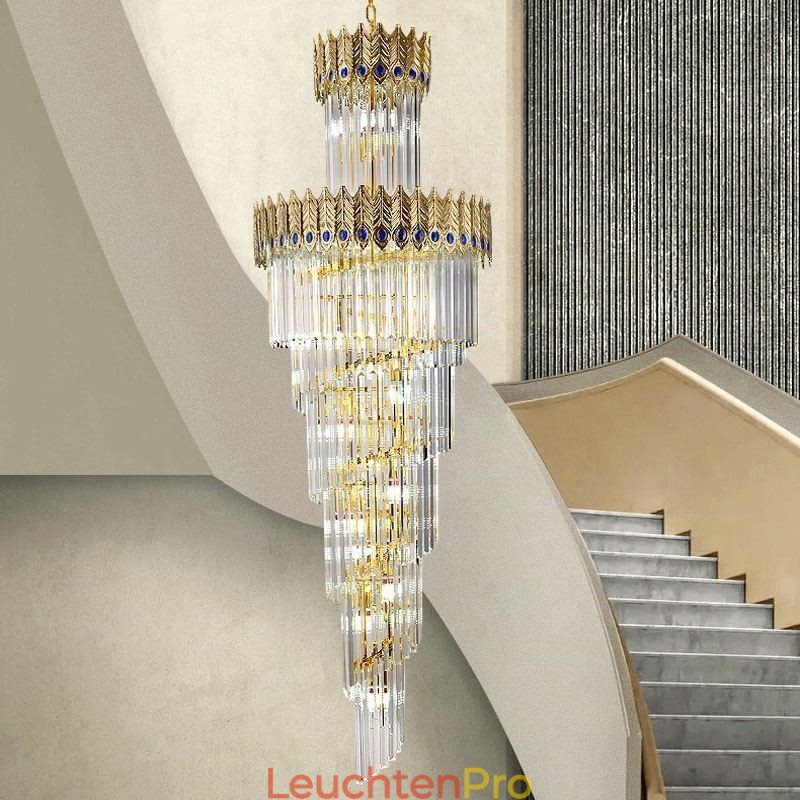 Gold Kristall Pendelleuchte Galvanisiert Gold Phoenix Schwanz Lampenschirm Deckenleuchte