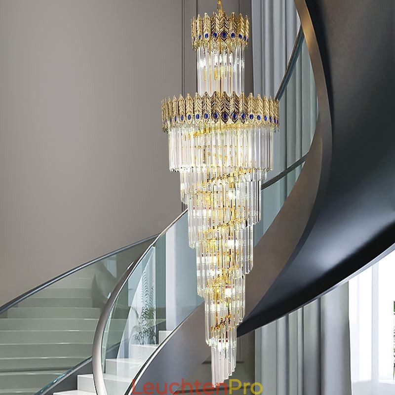 Gold Kristall Pendelleuchte Galvanisiert Gold Phoenix Schwanz Lampenschirm Deckenleuchte
