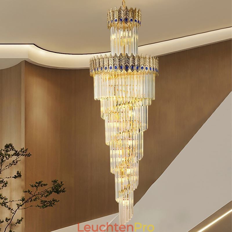 Gold Kristall Pendelleuchte Galvanisiert Gold Phoenix Schwanz Lampenschirm Deckenleuchte