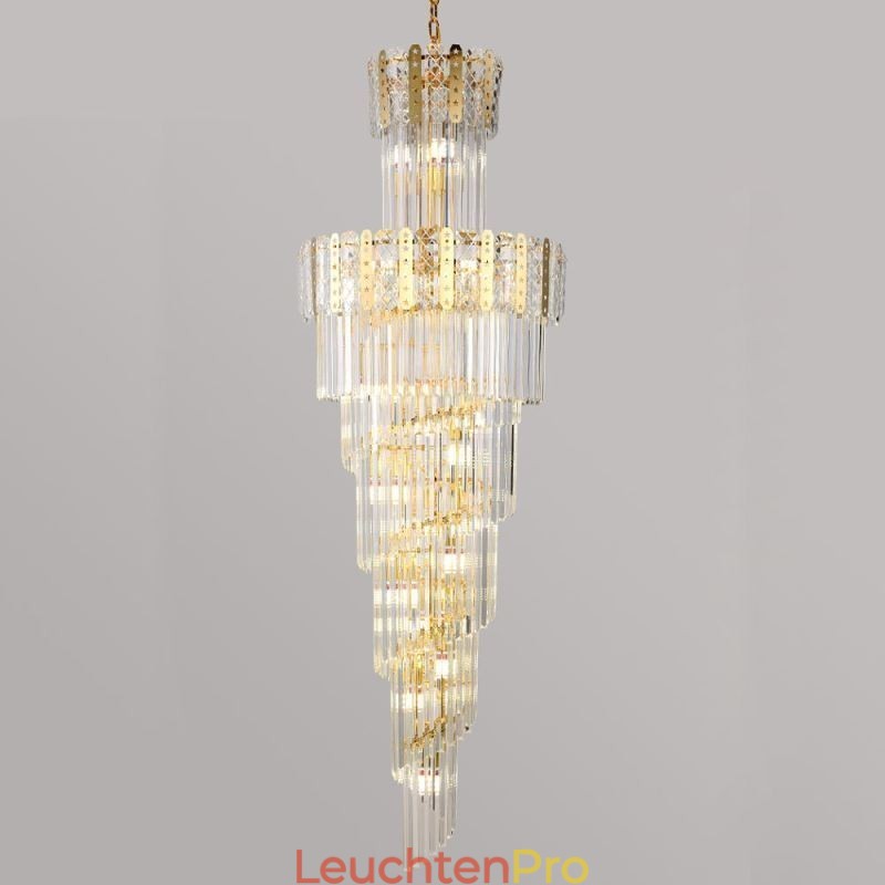 Gold Kristall Pendelleuchte Luxuriöse Dekorative Deckenleuchte 60*H180cm