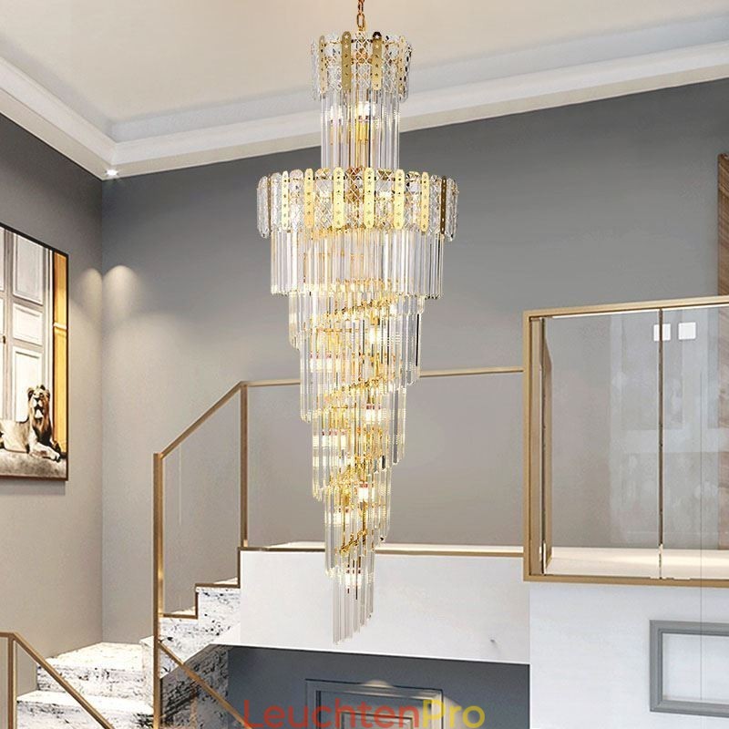 Gold Kristall Pendelleuchte Luxuriöse Dekorative Deckenleuchte 60*H180cm