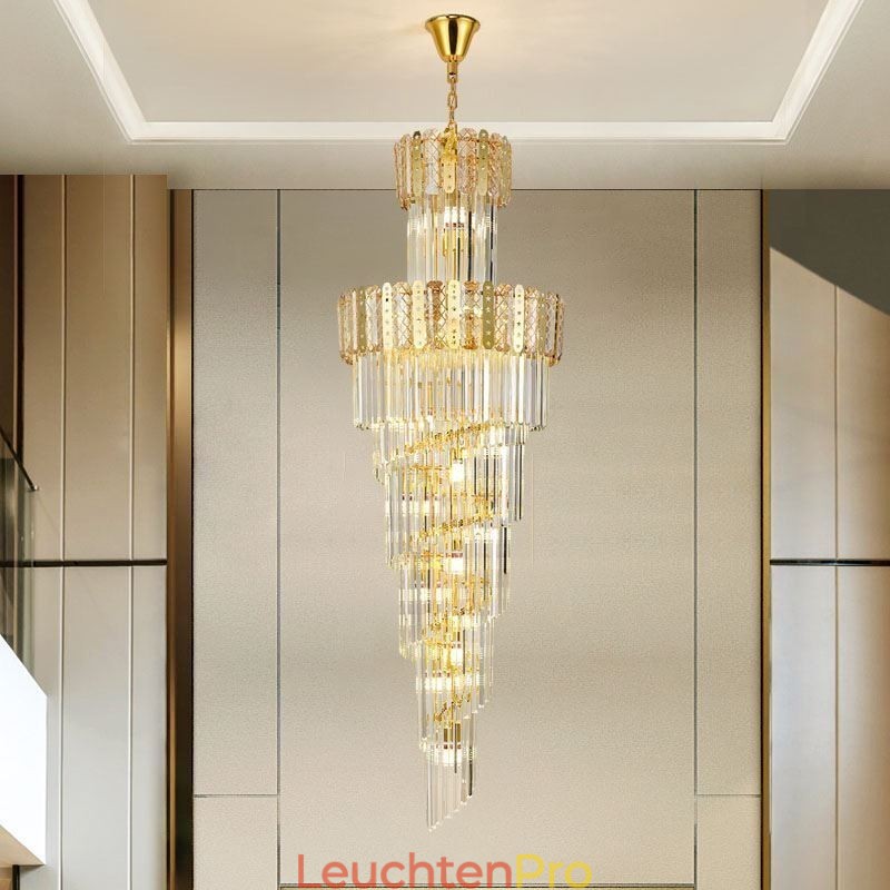 Gold Kristall Pendelleuchte Luxuriöse Dekorative Deckenleuchte 60*H180cm