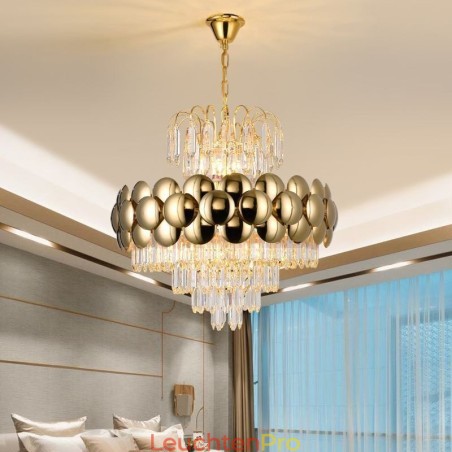 Kristall Pendelleuchte Galvanisiertes Gold Luxus Dekorative Deckenleuchte 60cm Kristall Pendelleuchte Galvanisiertes Gold Luxus Dekorative Deckenleuchte 60cm