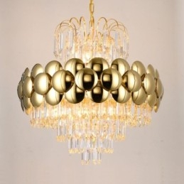 Kristall Pendelleuchte Galvanisiertes Gold Luxus Dekorative Deckenleuchte 60cm