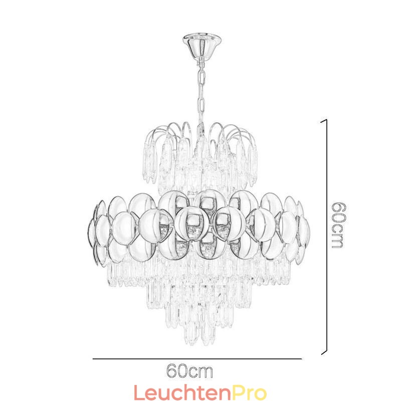 Kristall Pendelleuchte Galvanisiertes Gold Luxus Dekorative Deckenleuchte 60cm