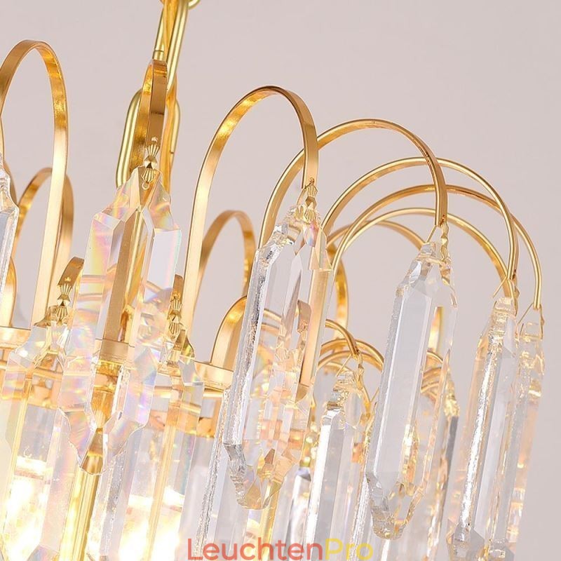 Kristall Pendelleuchte Galvanisiertes Gold Luxus Dekorative Deckenleuchte 60cm