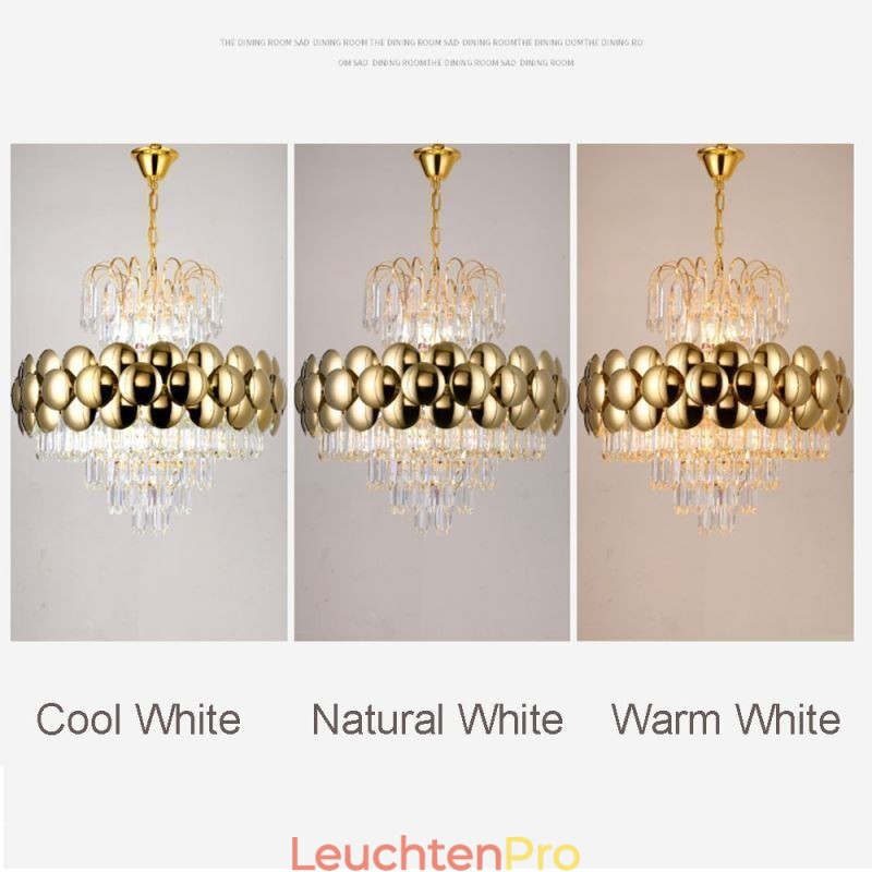 Kristall Pendelleuchte Galvanisiertes Gold Luxus Dekorative Deckenleuchte 60cm