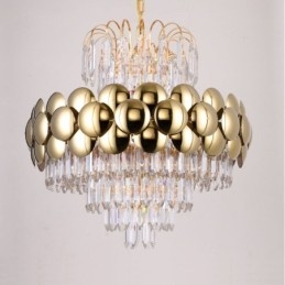 Kristall Pendelleuchte Galvanisiertes Gold Luxus Dekorative Deckenleuchte 60cm