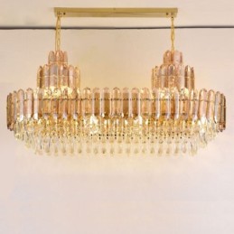 Kristall Pendelleuchte Rechteckig Luxus Dekorative Deckenleuchte 100cm