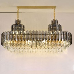 Kristall Pendelleuchte Rechteckig Luxus Dekorative Deckenleuchte 100cm