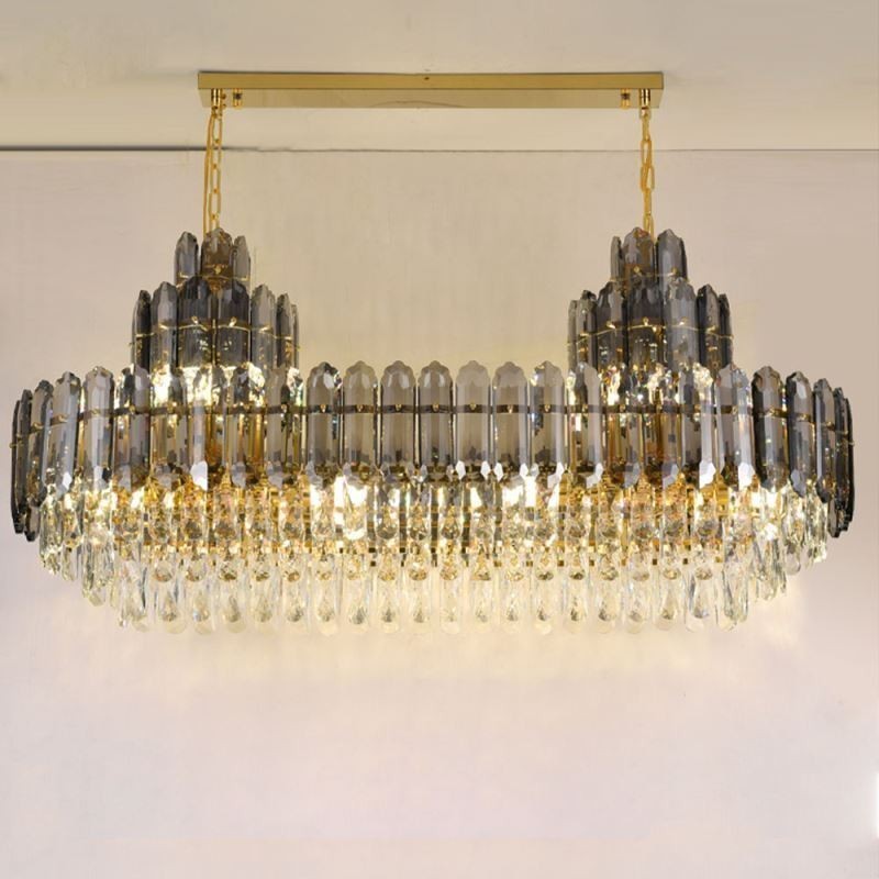 Kristall Pendelleuchte Rechteckig Luxus Dekorative Deckenleuchte 100cm