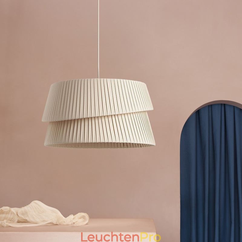 Pendelleuchte Französisch Creme Stil Doppelschicht Stoff Lampenschirm Deckenlampe