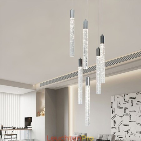 Pendelleuchte Chrom Kristallsäule Cluster Deckenleuchte Pendelleuchte Chrom Kristallsäule Cluster Deckenleuchte
