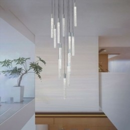 Pendelleuchte Chrom Kristallsäule Cluster Deckenleuchte