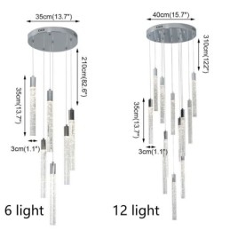Pendelleuchte Chrom Kristallsäule Cluster Deckenleuchte
