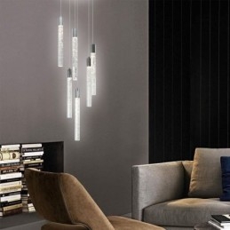 Pendelleuchte Chrom Kristallsäule Cluster Deckenleuchte