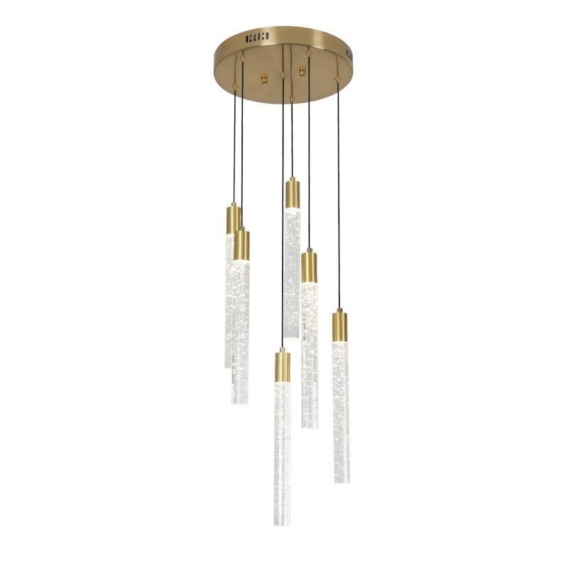Pendelleuchte Kupfer Kristallsäule Cluster Deckenleuchte