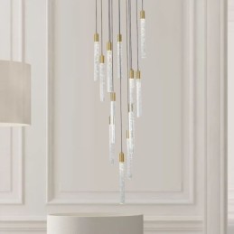 Pendelleuchte Kupfer Kristallsäule Cluster Deckenleuchte