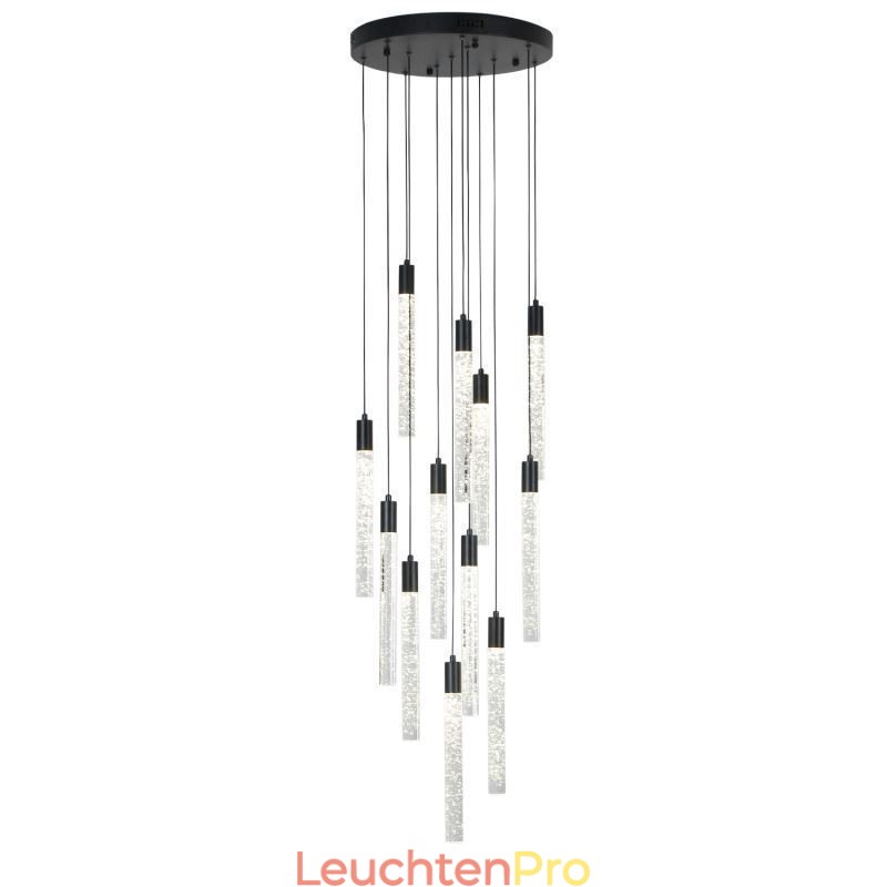 Pendelleuchte, schwarze Kristallsäule, Cluster-Deckenleuchte