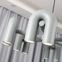 Pendelleuchte, rund, Schmiedeeisen, U-förmige Deckenleuchte, 90° drehbarer Schirm