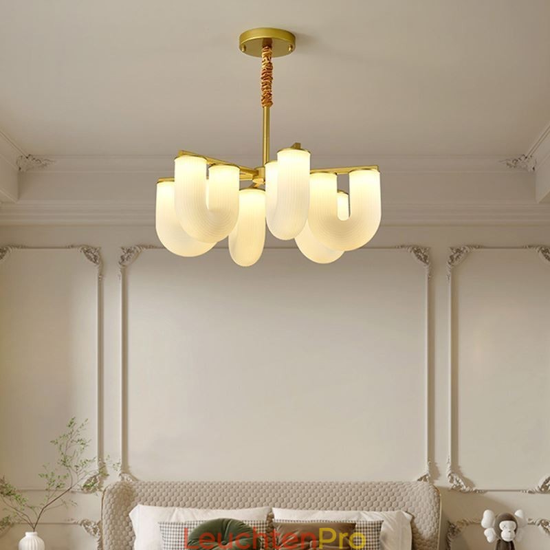 U-förmiger Kronleuchter, Pendelleuchte im französischen Creme-Stil