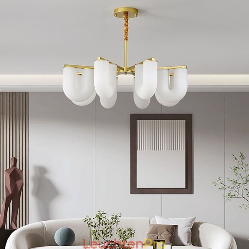 U-förmiger Kronleuchter, Pendelleuchte im französischen Creme-Stil