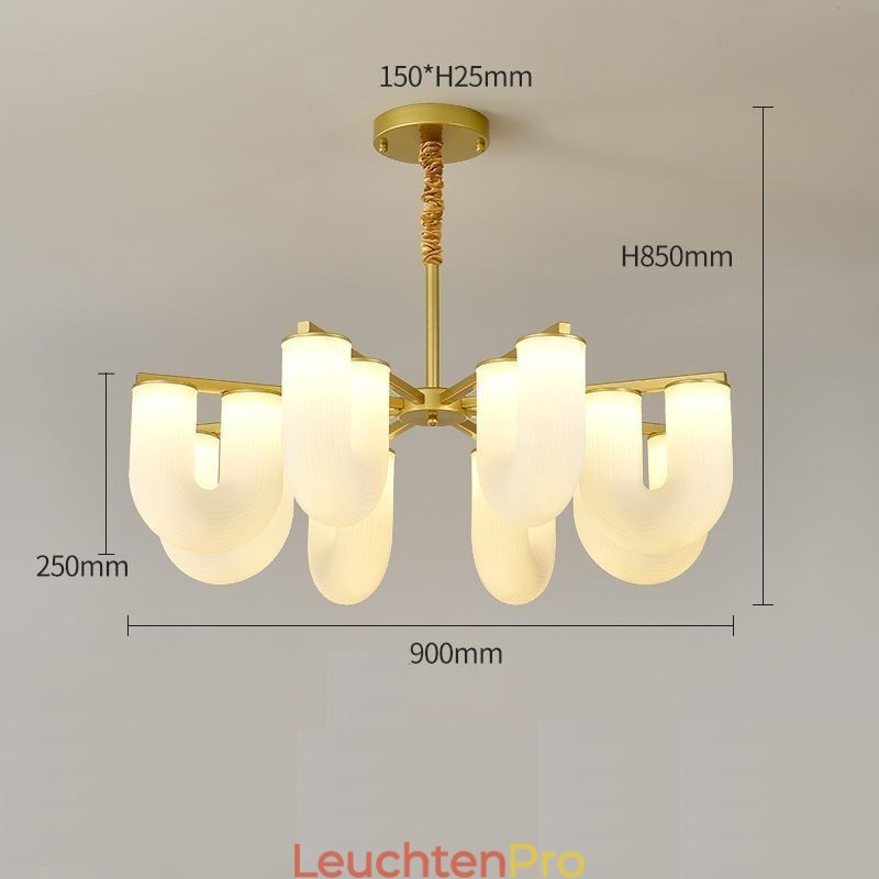 U-förmiger Kronleuchter, Pendelleuchte im französischen Creme-Stil