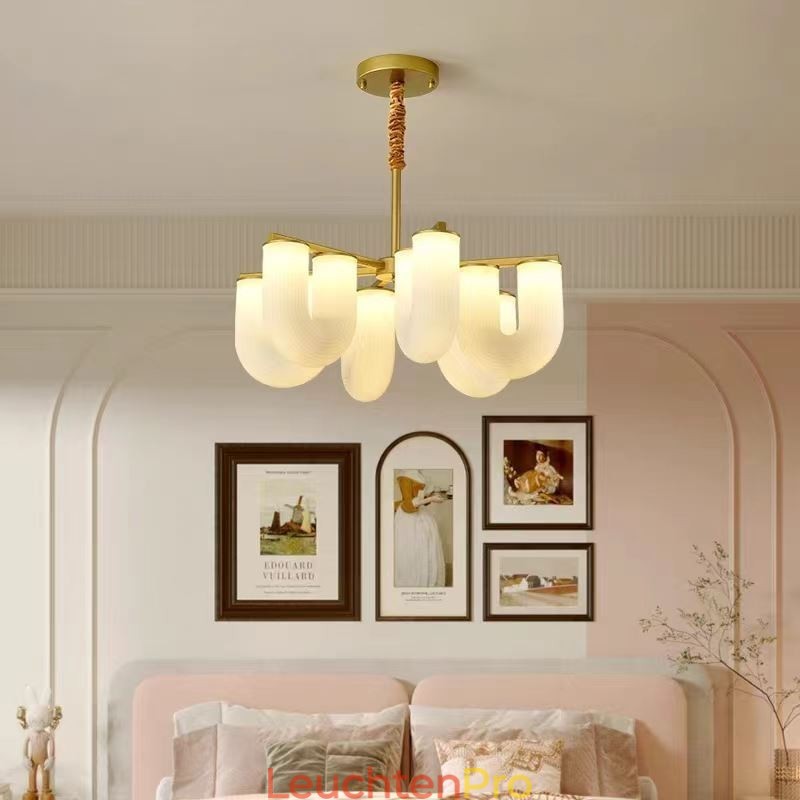 U-förmiger Kronleuchter, Pendelleuchte im französischen Creme-Stil