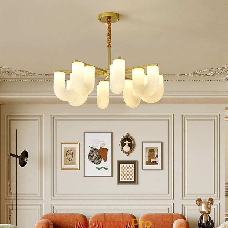 U-förmiger Kronleuchter, Pendelleuchte im französischen Creme-Stil