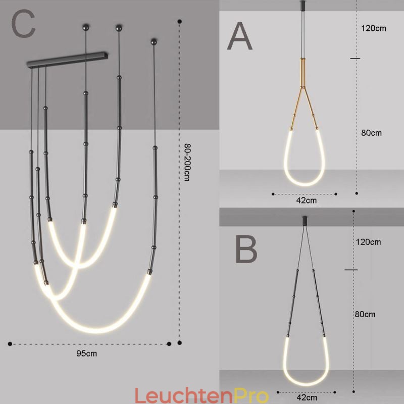 Pendelleuchte Creative Line Bambus Deckenleuchte Schwarz Gold