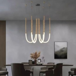 Deckenleuchte Creative Line Bambus Hängeleuchte Schwarz Gold