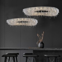 Kristall Pendelleuchte Moderne Luxus Oval Deckenleuchte