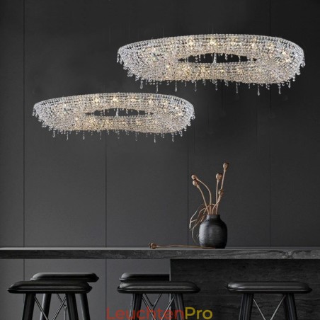 Kristall Pendelleuchte Moderne Luxus Oval Deckenleuchte Kristall Pendelleuchte Moderne Luxus Oval Deckenleuchte