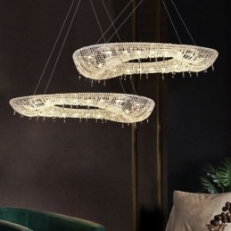 Kristall Pendelleuchte Moderne Luxus Oval Deckenleuchte