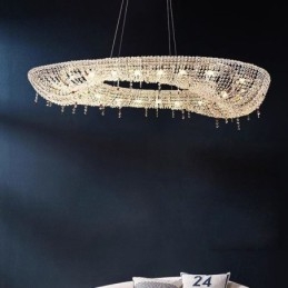 Kristall Pendelleuchte Moderne Luxus Oval Deckenleuchte