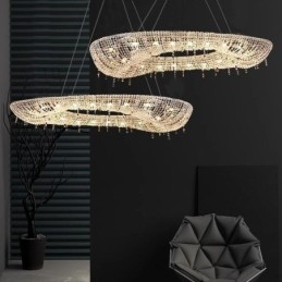 Kristall Pendelleuchte Moderne Luxus Oval Deckenleuchte