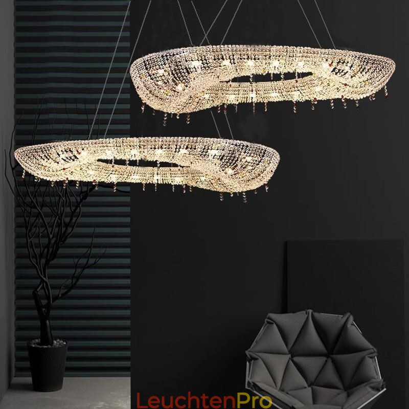 Kristall Pendelleuchte Moderne Luxus Oval Deckenleuchte