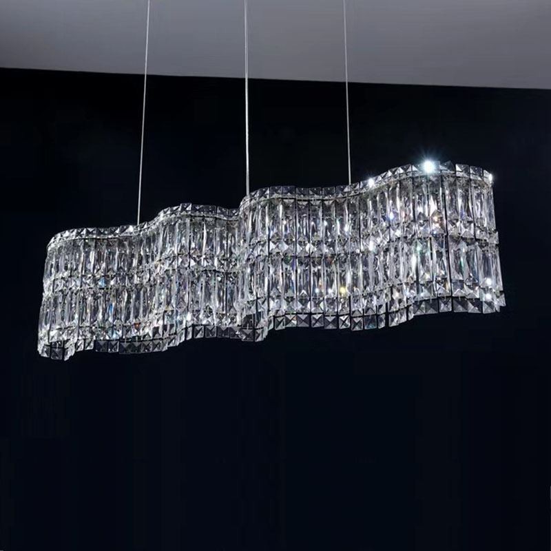 Lange Kristall Pendelleuchte Luxus Dekoration Deckenleuchte