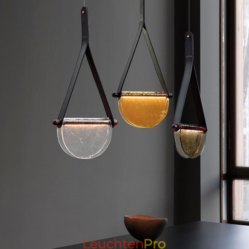 Pendelleuchte, moderne minimalistische Deckenleuchte aus Glas mit Gürtel
