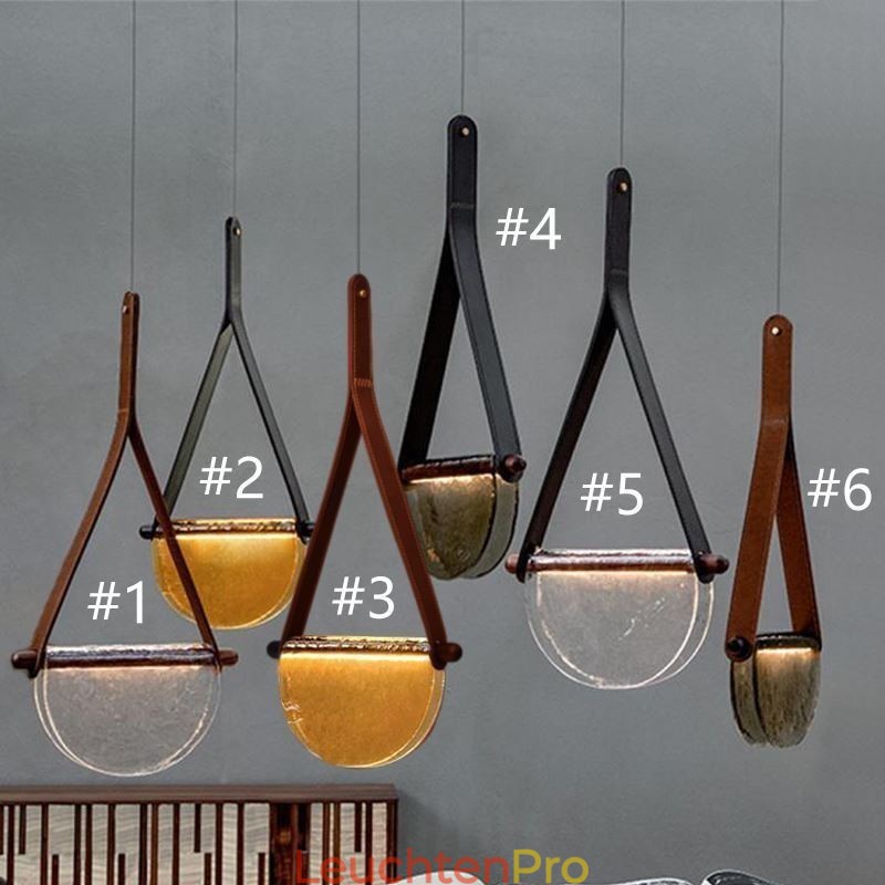 Pendelleuchte, moderne minimalistische Deckenleuchte aus Glas mit Gürtel